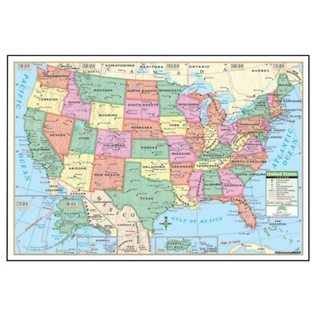 Universal Map Group Llc Universal Map 15008 40 x 28 Inch Us Laminated - Rolled Map 15008